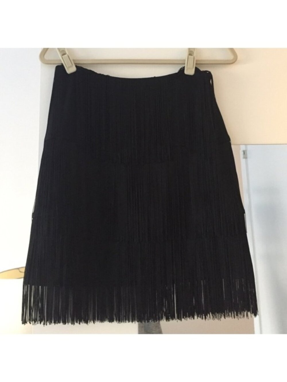 Michael Kors Collection black fringe jersey skirt